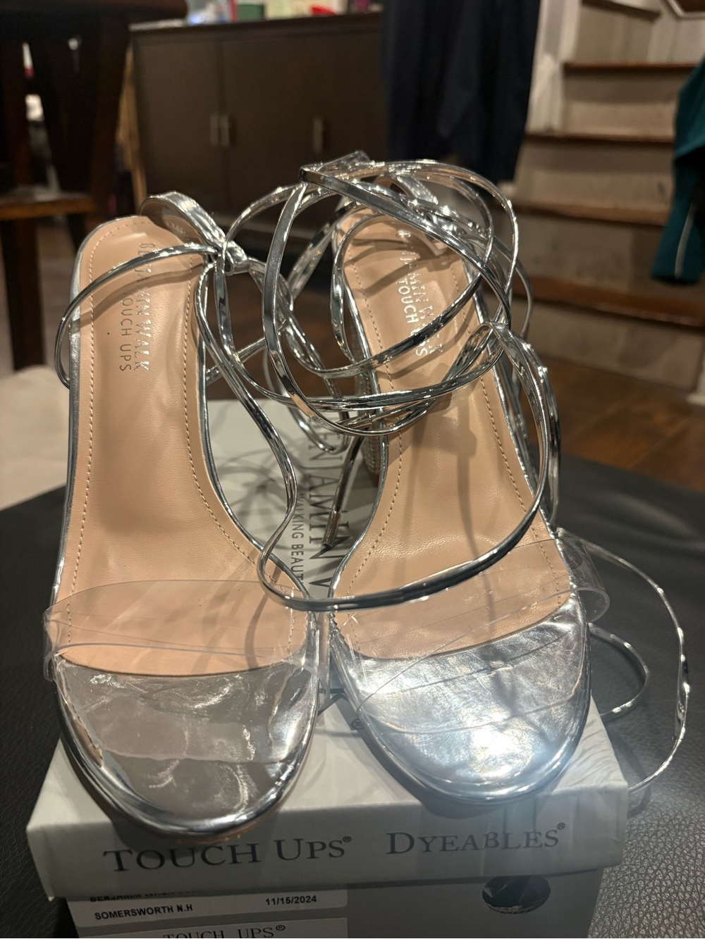 Touch Ups Silver Metallic Wrap-Around Heels